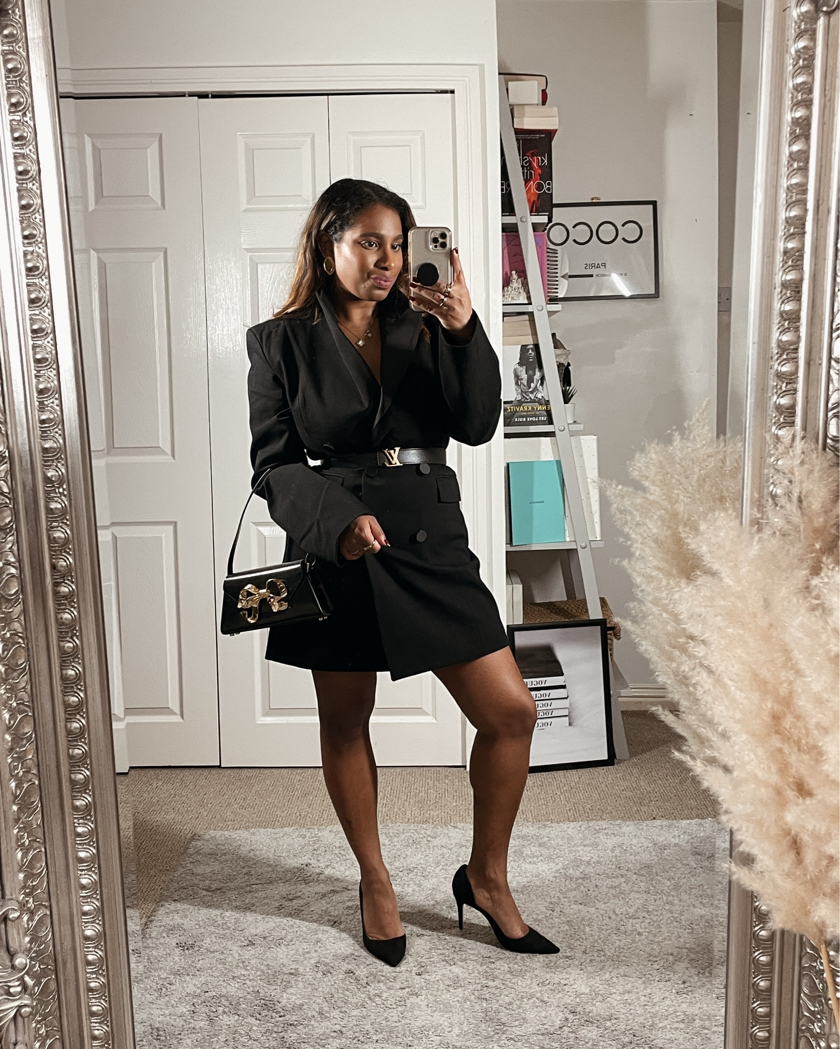 H&M Black Tuxedo Dress linked
Louis Vuitton Belt 
Self-portrait Bag (alternative)
Mango heels linked 
Heaven Mayhem earrings linked 

#LTKuk #LTKCyberWeek #LTKpartywear