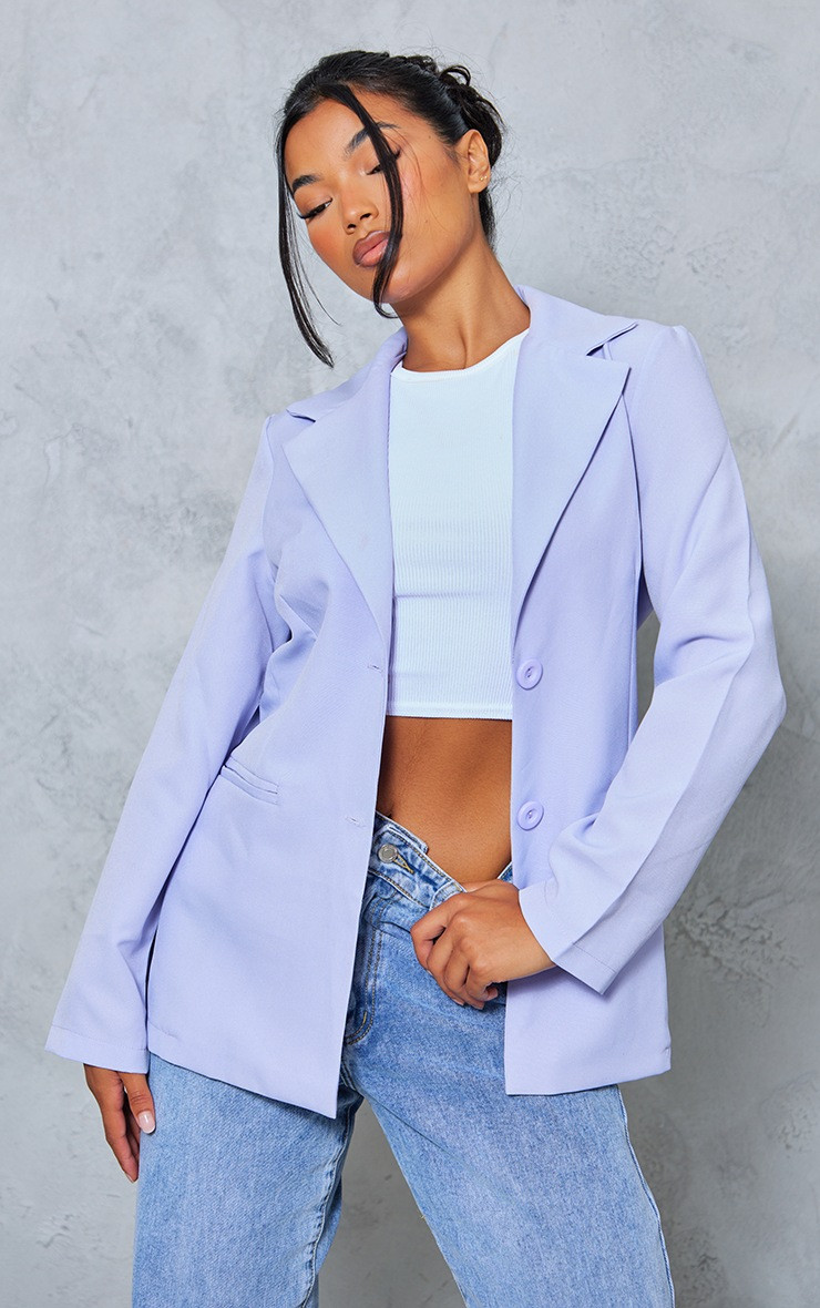 Lilac Fitted Structured Basic Blazer | PrettyLittleThing US