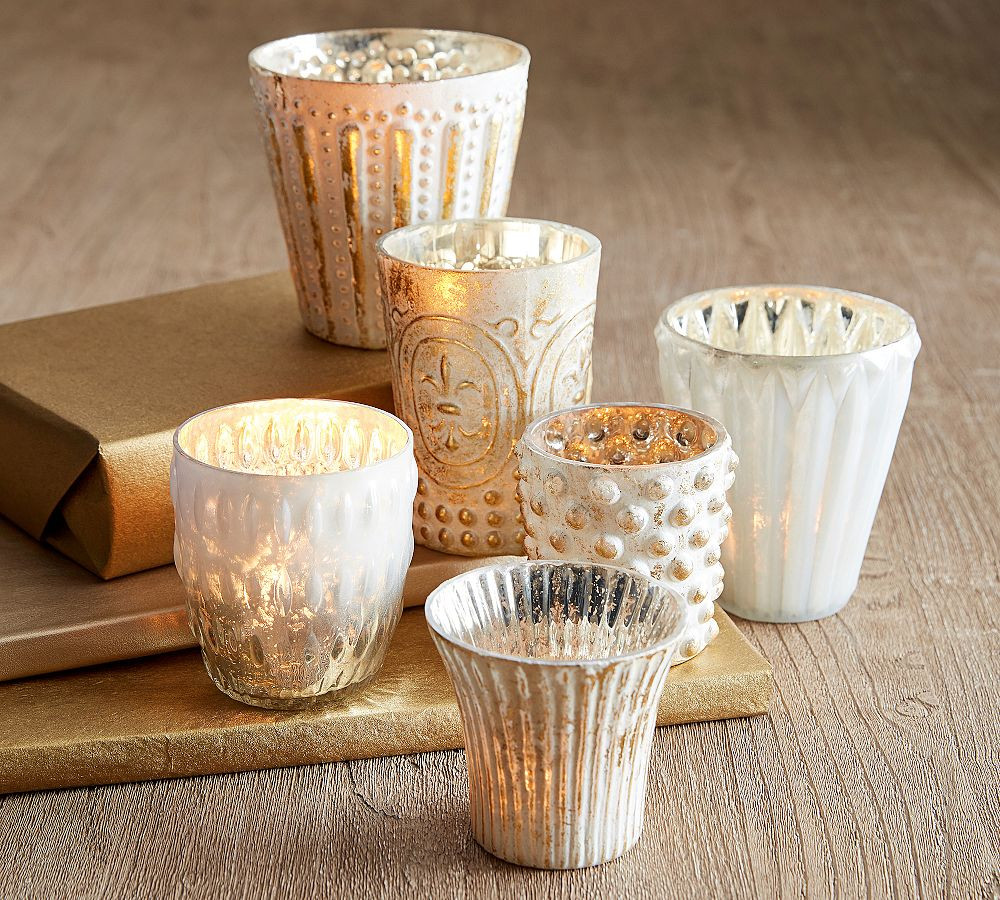Eclectic Mercury Glass Votive Holders, Set of 6 | Pottery Barn (US)