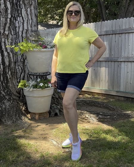 Looking for the perfect denim shorts? These #walmart beauties are it! They’ll never know these have a pull-on, elastic waste with a mock fly. The in-seam is the perfect length for real-life and they’re tts. #walmartcreator 

#LTKMidsize #LTKSeasonal #LTKOver40