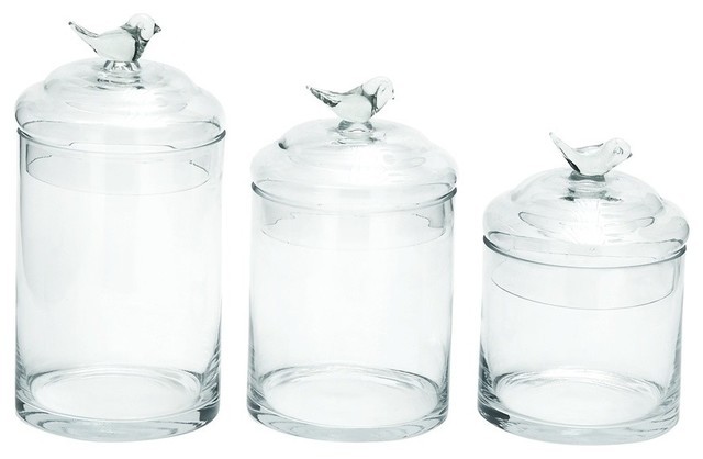 Bertillon 3-Piece Lucid Birdie Glass Jar Set | Houzz 