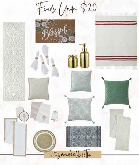 Gorgeous My Texas House finds under $20! 

Coastal boho /coastal cottage / French country / farmhouse / bathroom refresh / throw pillows / hall runner / kitchen mat / placemat / jute table runner / front doormat / French stripes / cotton throw / green pillow / neutral decor 

#LTKunder50 #LTKhome #LTKsalealert