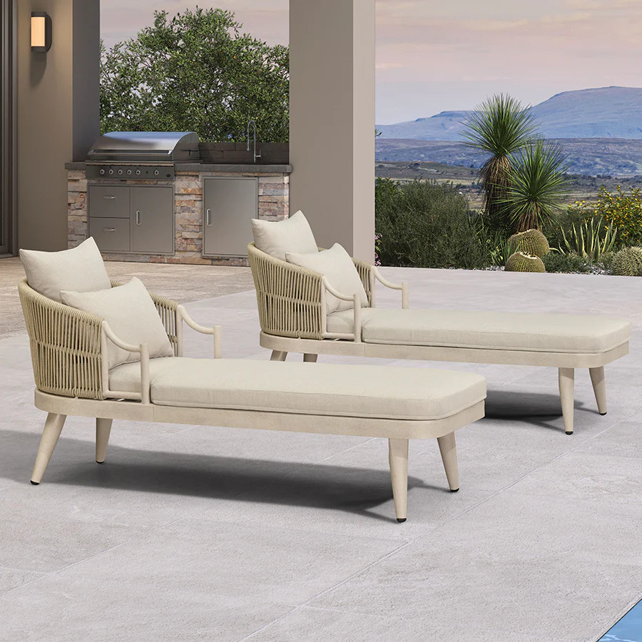 PURPLE LEAF Outdoor Lounge Chair, Patio Chaise Lounge with Cushioned Seat & Supportive Armrests, ... | Purple Leaf