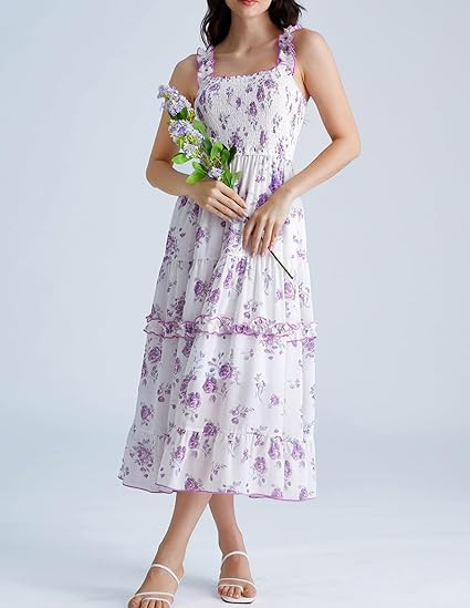 Scarlet Darkness Cottagecore Dress for Women 2025 Smocked Floral Dress Flowy Sundress | Amazon (US)