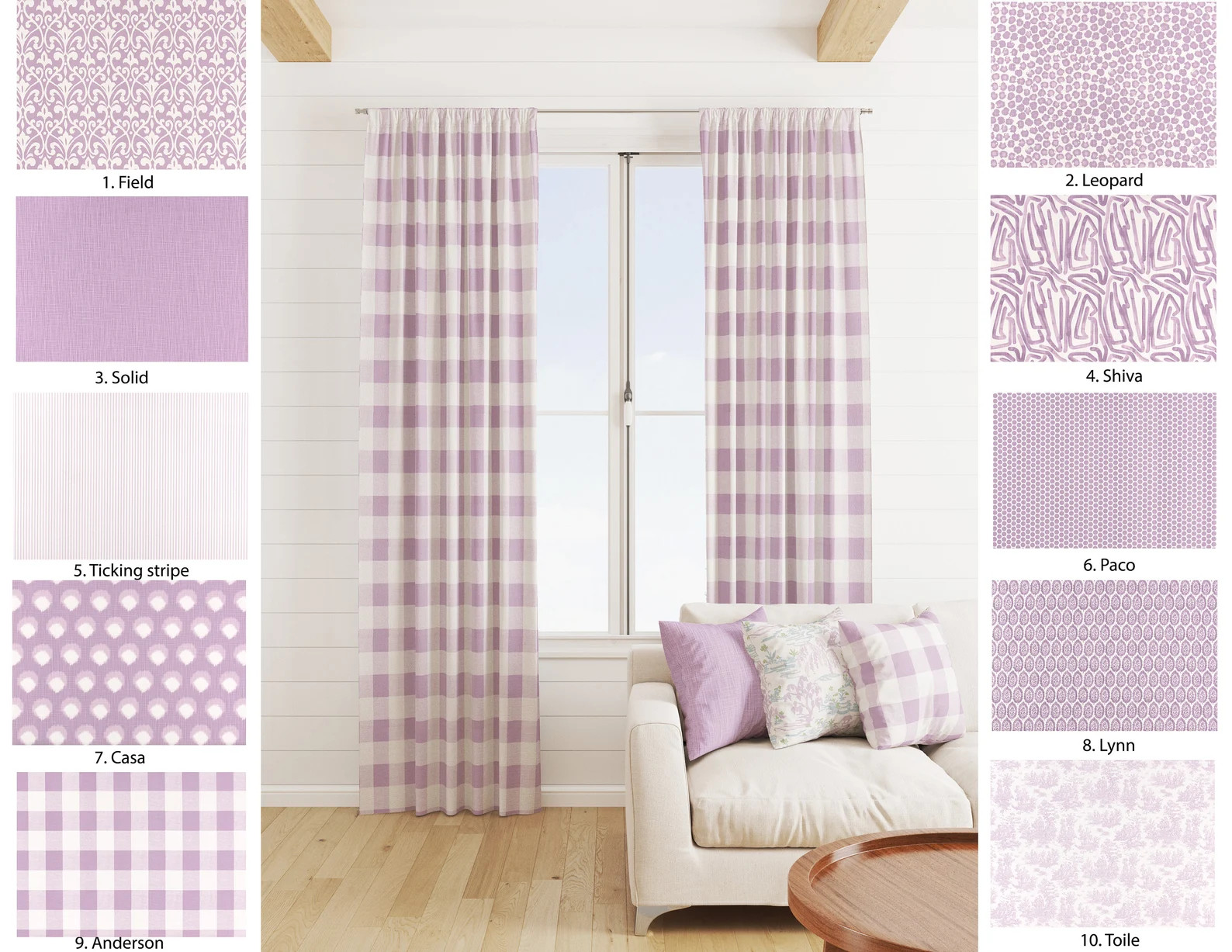 Lilac Purple Curtains, Purple Curtains, Purple Stripe Floral Solid Geometric Polka Dot Curtain - ... | Etsy (US)