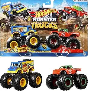 Hot Wheels Monster Trucks Demolition Doubles, Set of 2 Toy Monster Trucks in 1:64 Scale (Styles M... | Amazon (US)