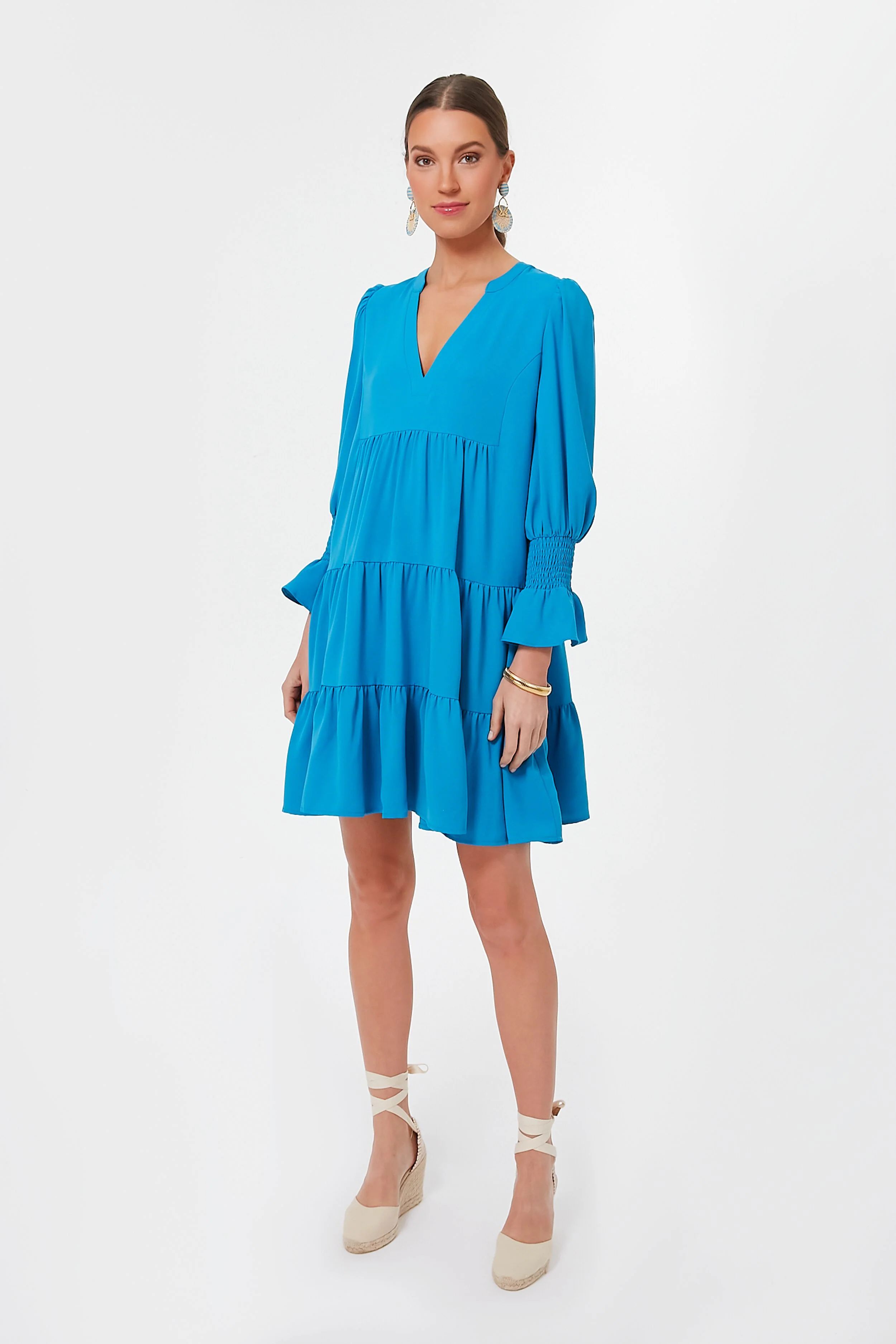 Capri Blue Crepe Kenzo Dress | Tuckernuck (US)