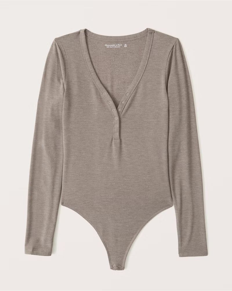 Long-Sleeve Luxe Cozy Henley Bodysuit | Abercrombie & Fitch (US)