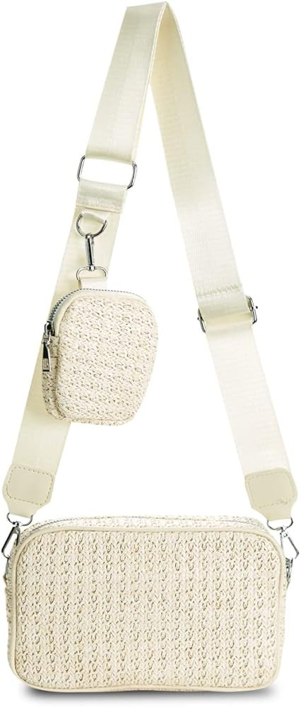 AIPJOY Straw Crossbody Bags For Women,Trendy Quilted Summer Beach Purse Clutch Shoulder Bag Casua... | Amazon (US)