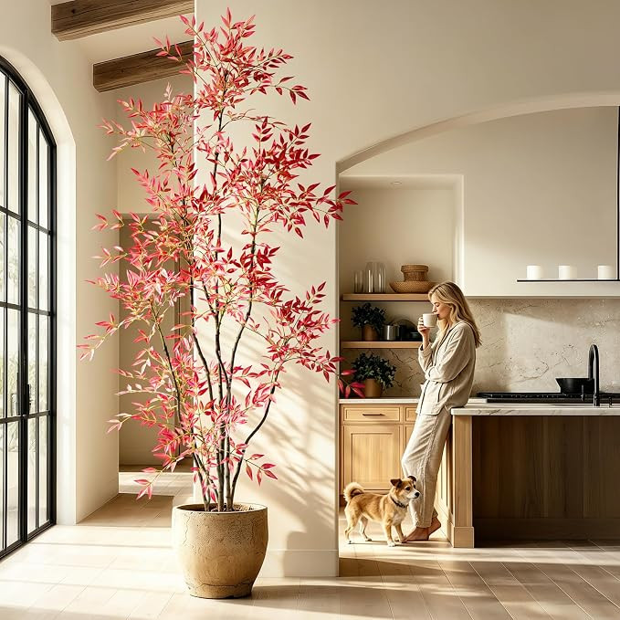 Tall Faux Plastic Silk Plants Large Artificial Bamboo Tree Indoor Outdoor Realistic Floor Plant P... | Amazon (US)