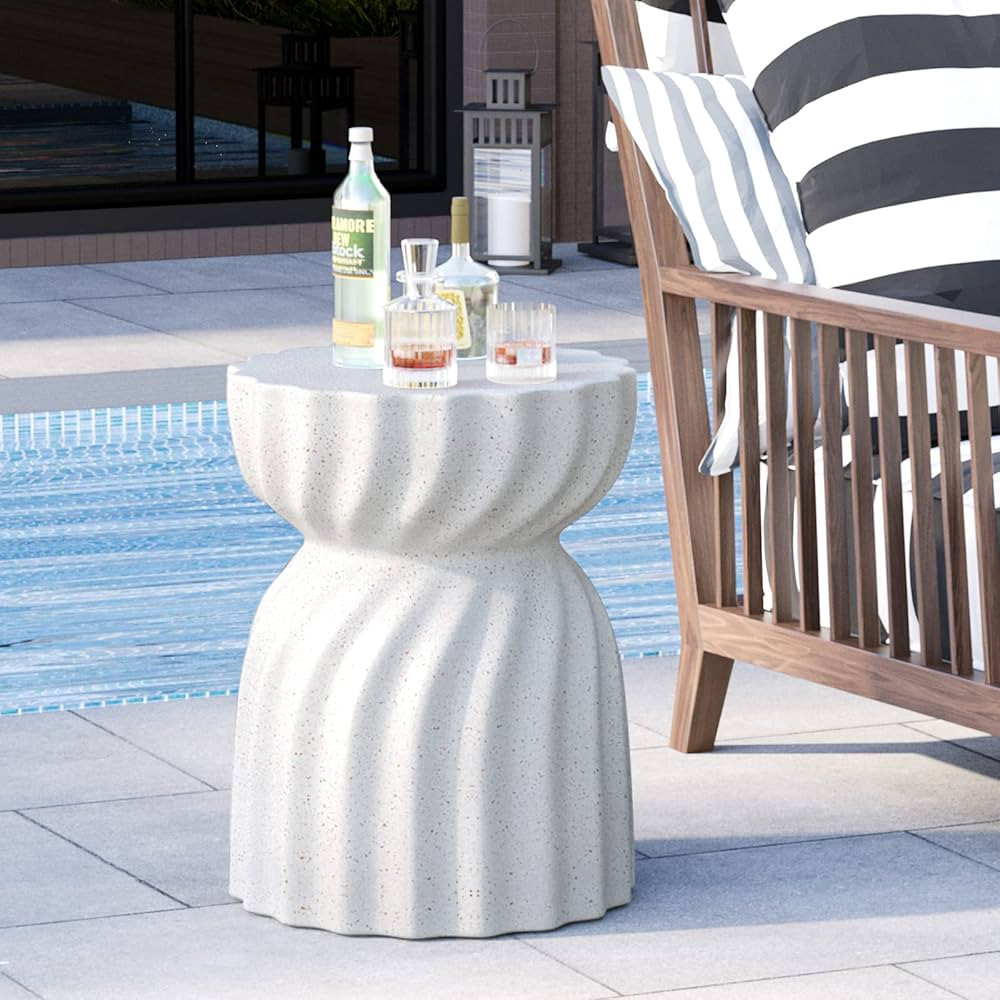 HOMPUS Unique Outdoor Concrete side Table, Garden Stool, Round Patio MgO End Table, Lightweight S... | Amazon (US)