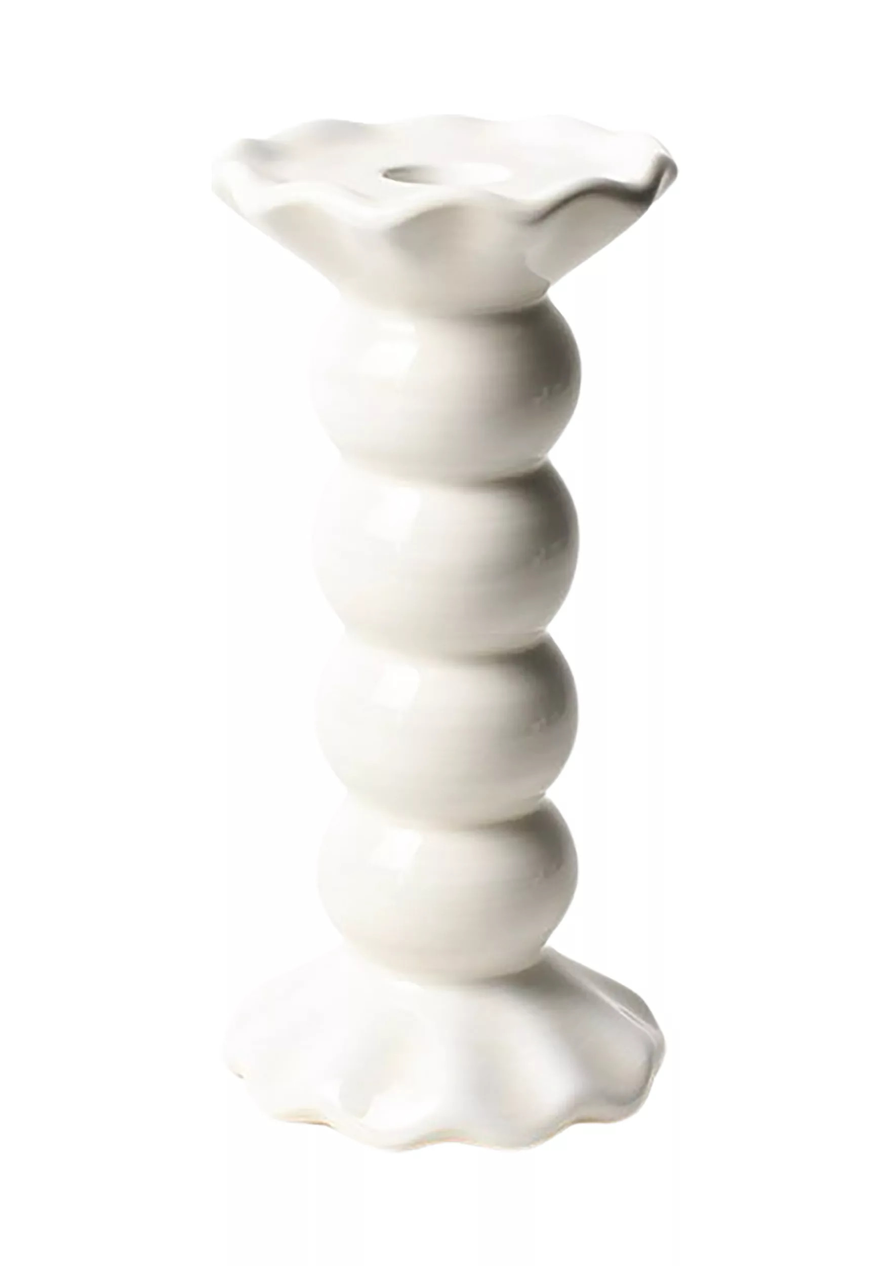 Signature White Medium Ruffle Knobbed Candle Holder | Belk