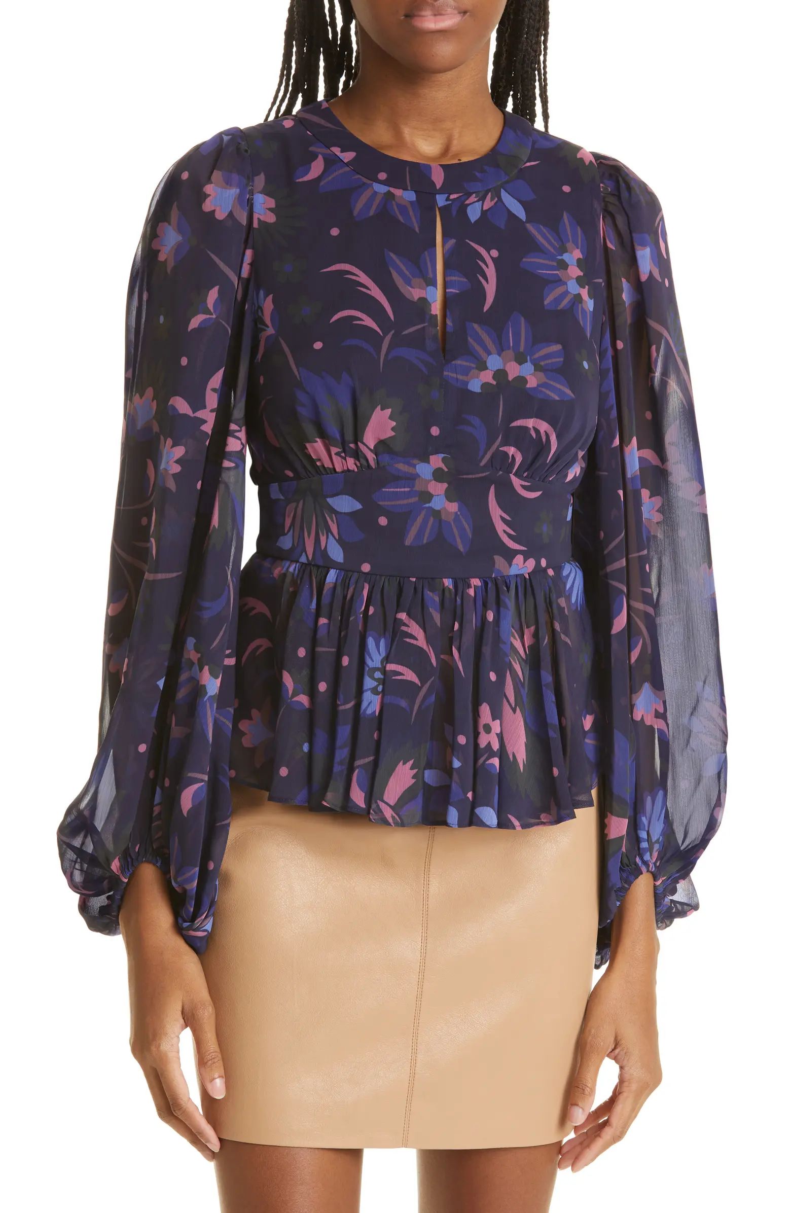 Ted Baker London Stephanie Floral Print Keyhole Detail Blouse | Nordstrom | Nordstrom Canada