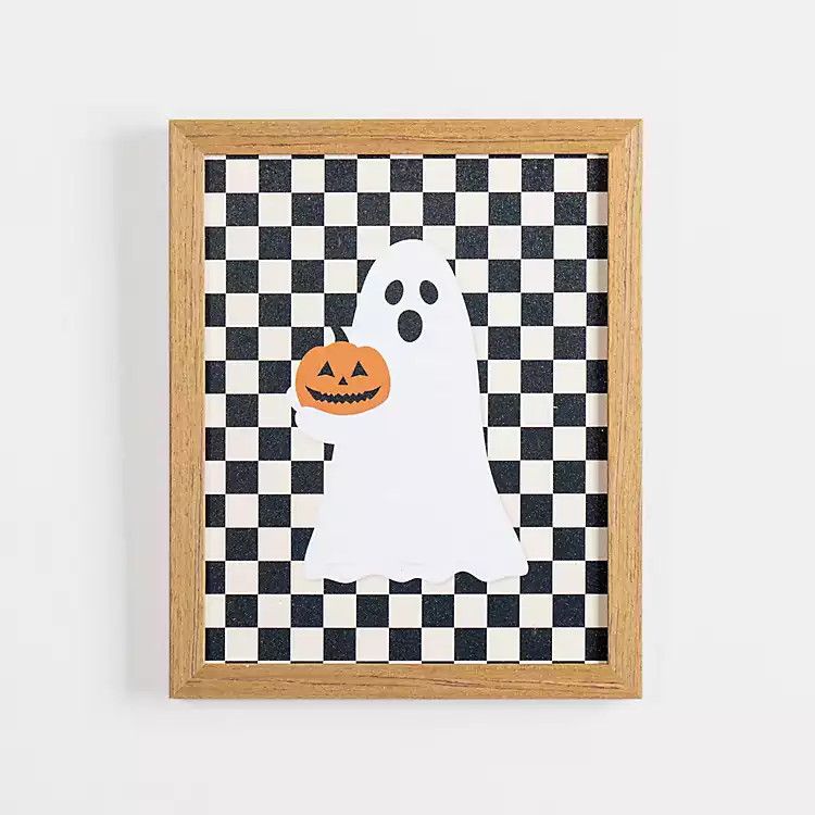New! Ghost Checkered Print Framed Wall Plaque | Kirkland's Home