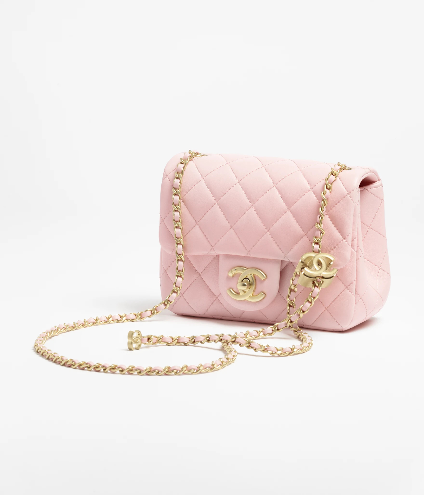 Mini flap bag, Shiny lambskin & gold-tone metal, light pink — Fashion | CHANEL | Chanel, Inc. (US)