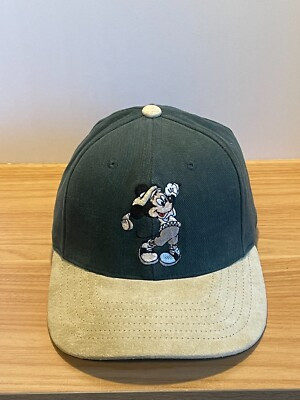 Vintage Golf Hat 90s Mickey Mouse Golf Cap Adjustable Hunter Green w/Suede bill | eBay US