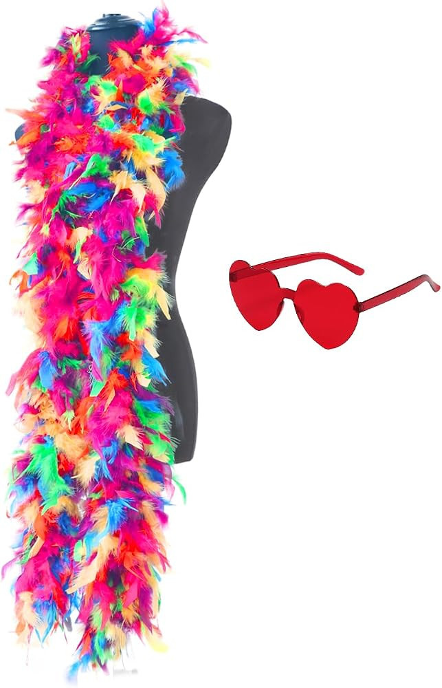 JICASTO Colorful Feather Boas 45g, 6.6ft Feather Boa for Women for Dancing Wedding Party Hallowee... | Amazon (US)