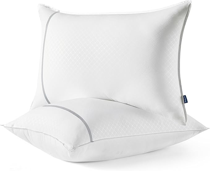 Bedsure Queen Pillows Set of 2, Luxury Hotel Firm Pillows for Sleeping, Decoration Strip Diamond ... | Amazon (US)