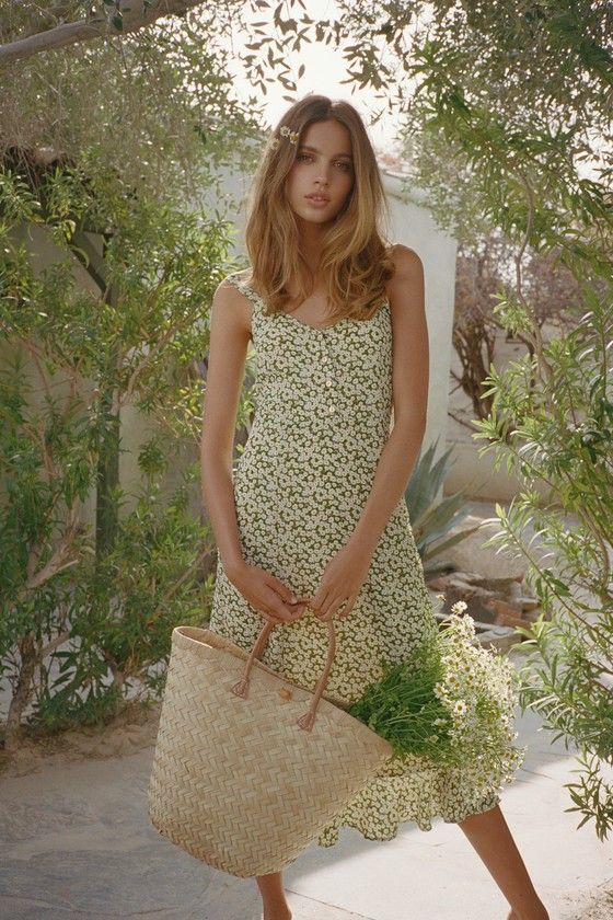 Darling Daisies Green Floral Print Midi Dress | Lulus (US)