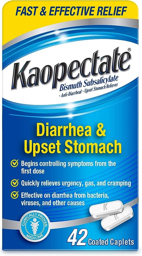 Kaopectate Multi-Symptom Anti-Diarrheal& Upset Stomach Reliever, 42 Caplets | Amazon (US)