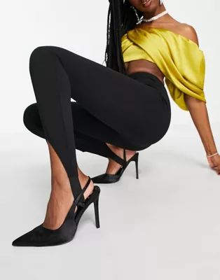 ASOS DESIGN TTYA high-heeled slingback pumps in black satin | ASOS (Global)