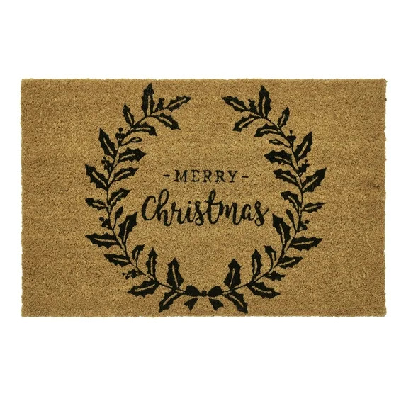 My Texas House Natural/Black Merry Christmas Outdoor Coir Doormat, 18" x 30" | Walmart (US)