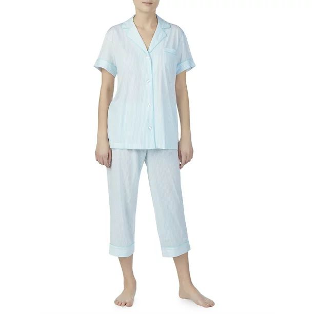 Secret Treasures Women's and Women's Plus Traditional Short Sleeve 2-Piece Notch Collar Pajama Se... | Walmart (US)