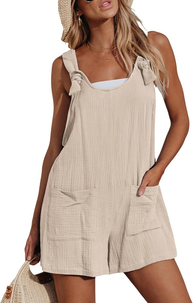 CUPSHE Women's Summer Sleeveless Overall Adjustable Loose Jumpsuit Beach Romper Travel Vacation O... | Amazon (US)
