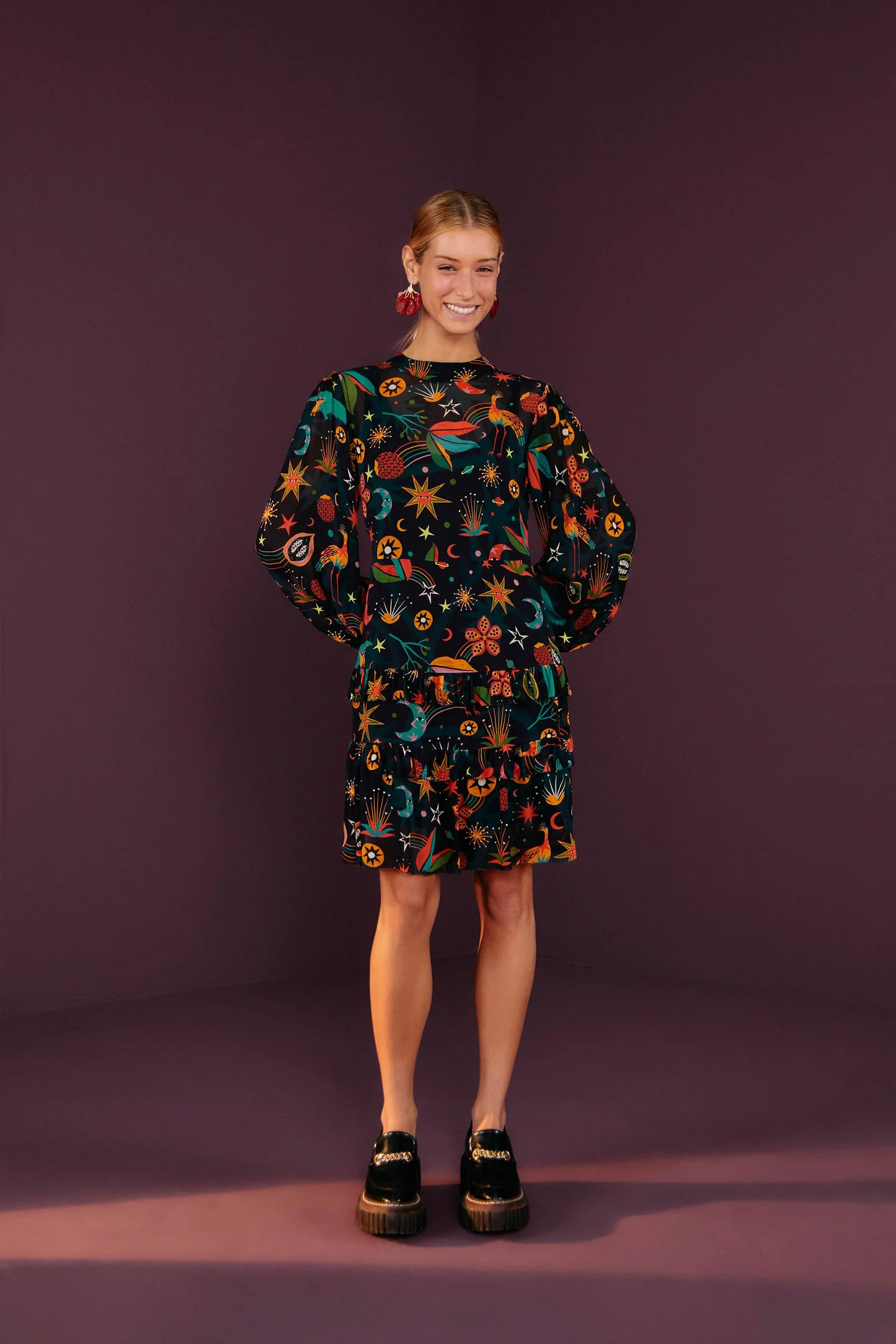 Black Cerrado Sky Lenzing Ecovero Mini Dress | FarmRio (US)