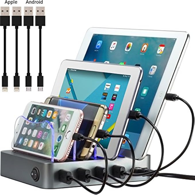 Simicore Smart Charging Station Dock & Organizer for Smartphones, Tablets & Other Gadgets - 4-Port C | Amazon (US)