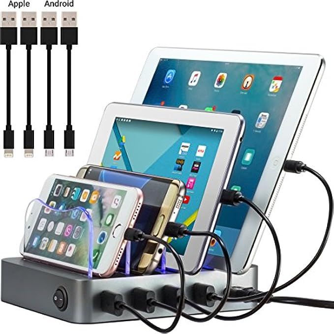 Simicore Smart Charging Station Dock & Organizer for Smartphones, Tablets & Other Gadgets - 4-Port C | Amazon (US)