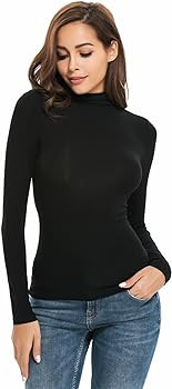 Womens Mock Turtleneck Long Sleeve Stretch Fitted Underscrubs Layer Tee Tops | Amazon (US)