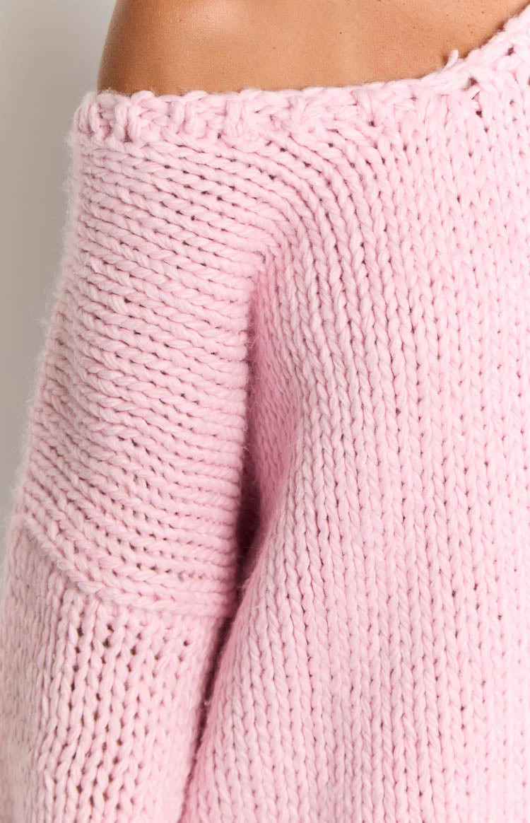 Delvey Light Pink Chunky Knit Sweater | Beginning Boutique (US)