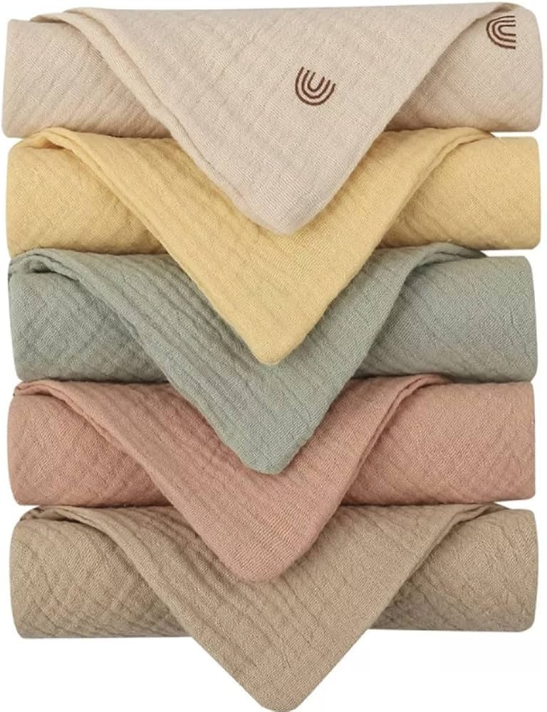 Amazon.com: Kjuti Baby Muslin 100% Cotton Burp Washcloth - 4 Layer Hypoallergenic Saliva Soothe F... | Amazon (US)
