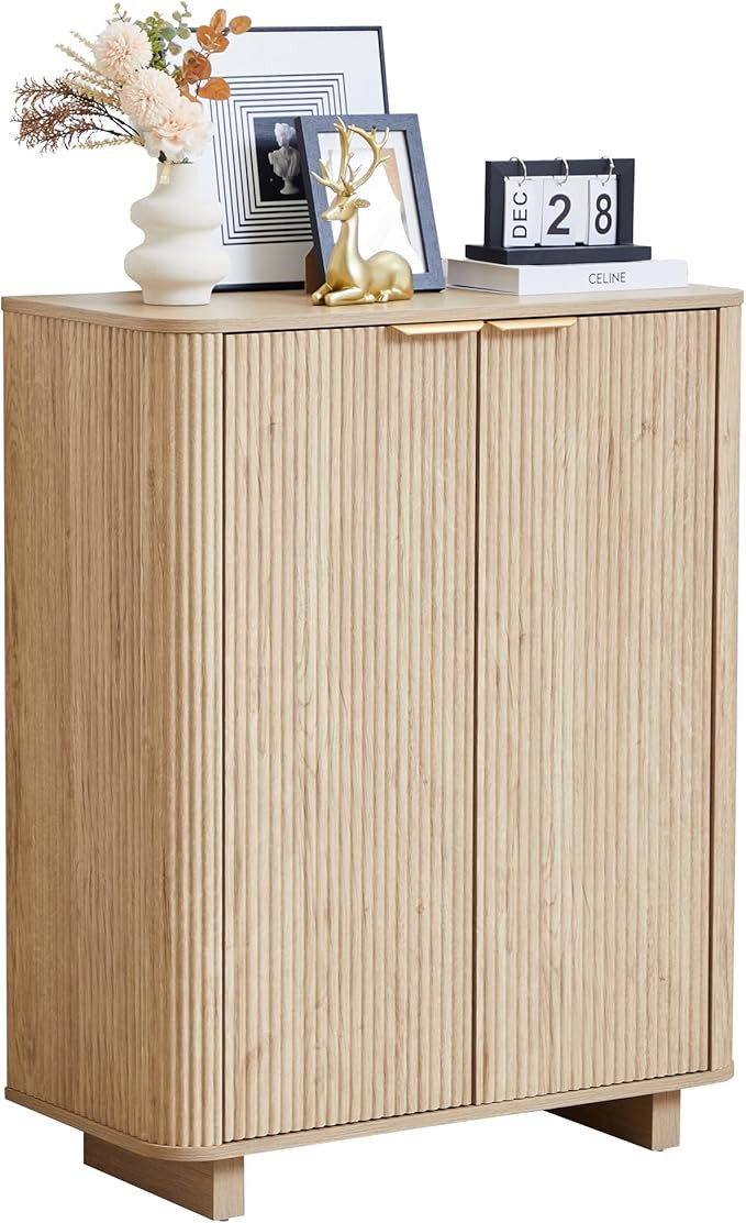 Fluted Entryway Shoe Storage Cabinet with Doors, 5 Tier 39'' Tall Freestanding Modern Shoe Rack O... | Amazon (US)