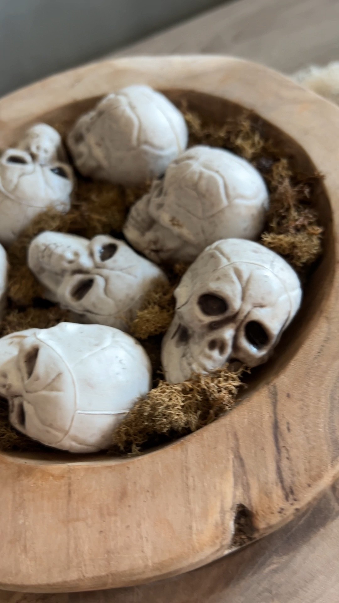 Coffee table decor. Easy. Simple. DIY. Do it yourself. Halloween. Party. Mini skulls. Books. Bowls. Neutrals. Wood. Woods. 

#LTKstyletip #LTKHalloween #LTKhome