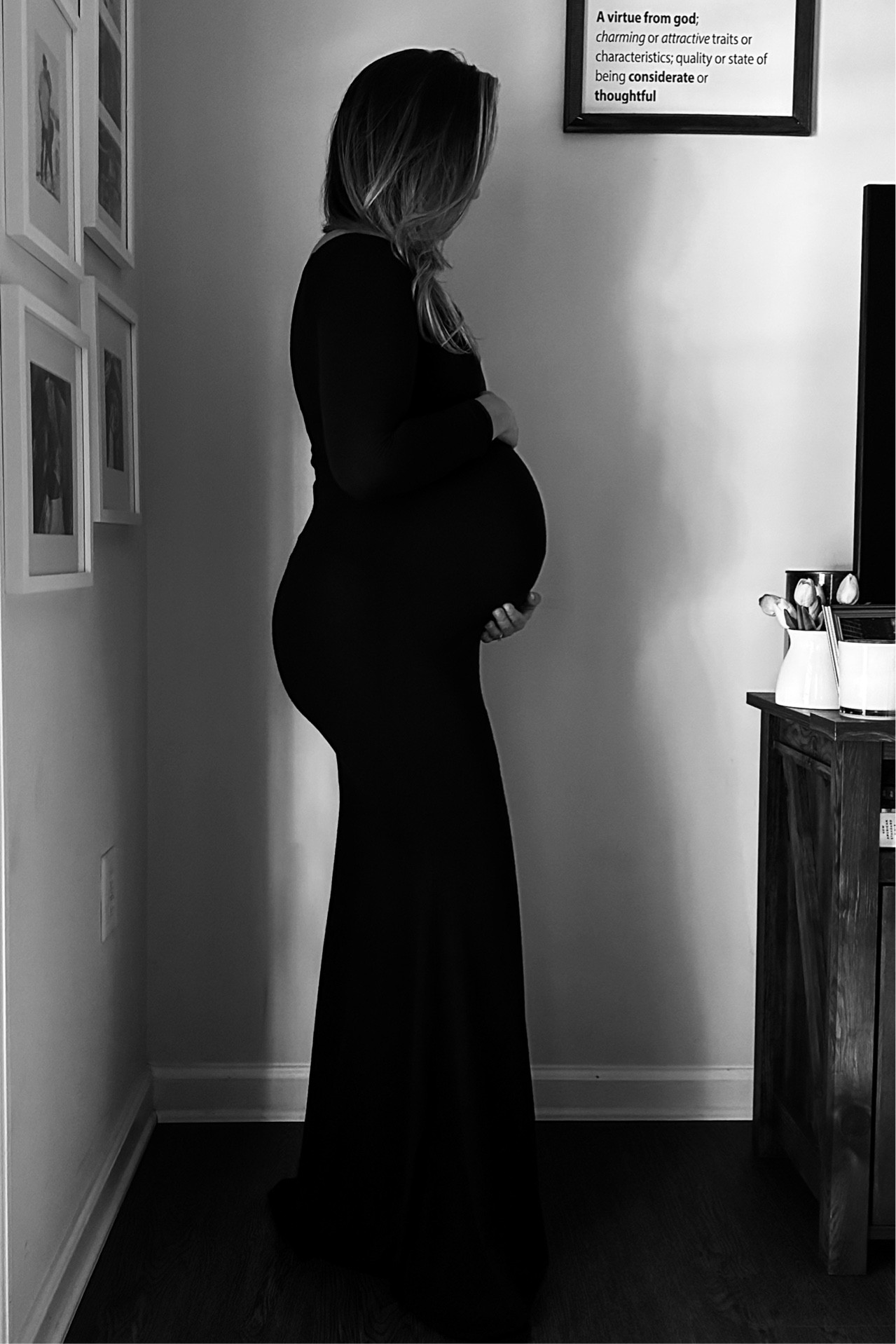 This Amazon dress has really gone the mile with this growing bump! I’ve been wearing it since 13 weeks for our bump date pictures and it still fits like a glove! This picture is from 36 weeks but tomorrow I’ll be 37 and have a new one! Only a few more before our sweet boy is here.🫶🏻

Bump date dress, black dress, maternity photos, maternity dress, floor length black dress, Amazon style, Amazon fashion, Amazon deal 

#LTKunder50 #LTKbaby #LTKbump