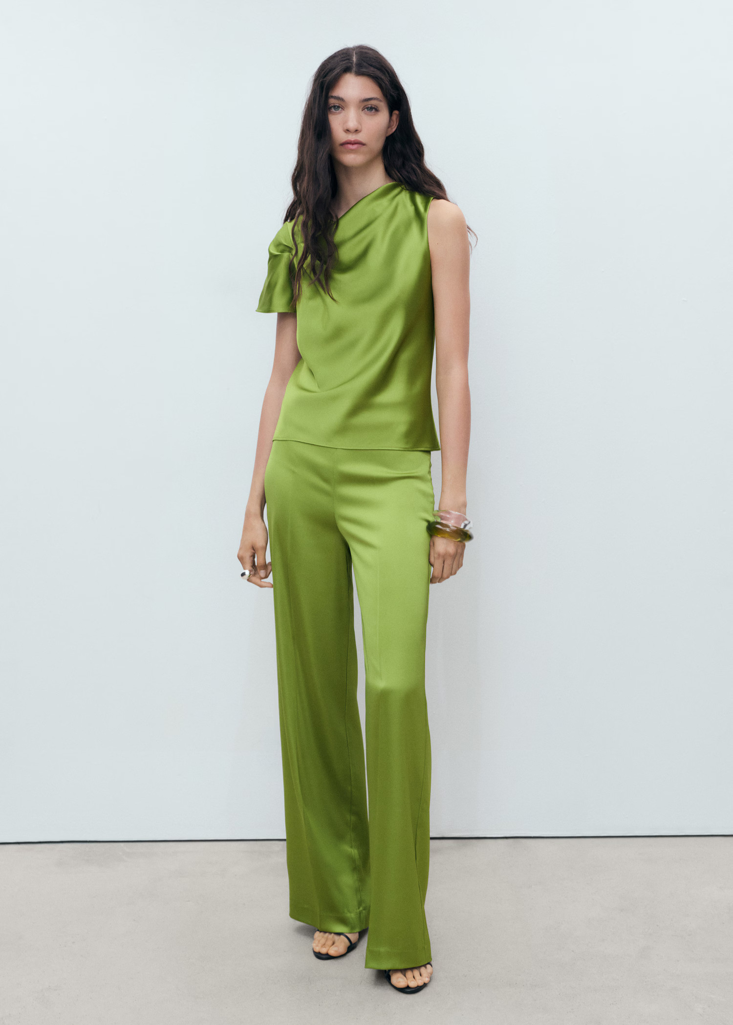 Satin shirt with draped detail - Women | MANGO USA | Mango (US/MX/AU)