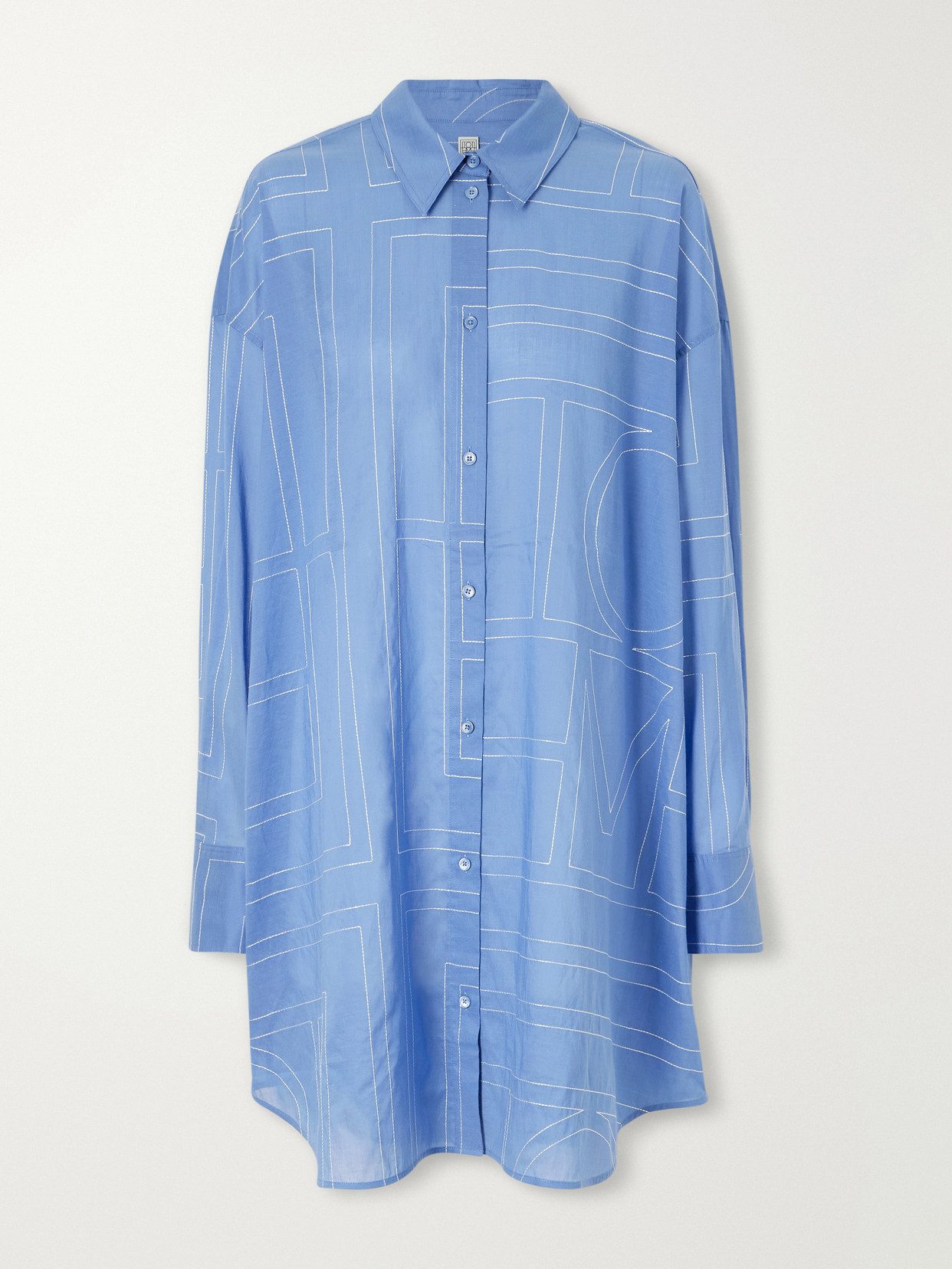 TOTEME - Embroidered Organic Cotton And Lyocell-blend Shirt - Blue | NET-A-PORTER (US)