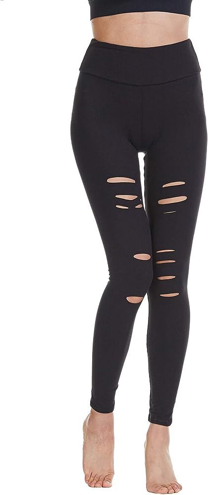 Women's High Waist Yoga Pants Cutout Ripped Super Soft and Comfortable Skinny Leggings | Amazon (US)
