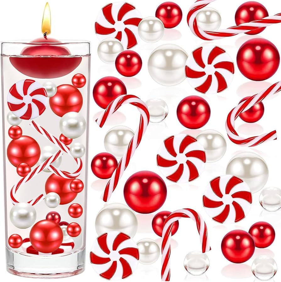 Christmas Vase Filler 10091 PCS Red White Floating Pearls Vase Filler Beads Water Beads Candy Can... | Amazon (US)