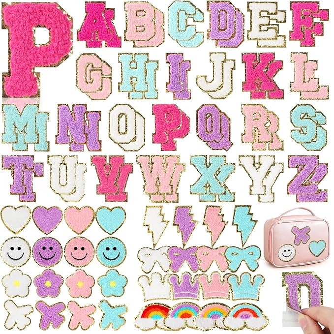 84 Pcs Chenille Letter Patches Self Adhesive for Backpacks,Geegomix Chenille Patches Iron on Lett... | Amazon (US)