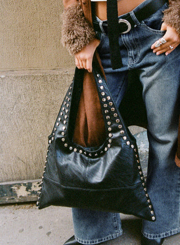 Tell The Truth Studded Bag Black / Silver | Princess Polly US