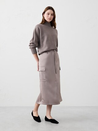 Satin Cargo Midi Skirt | Banana Republic Factory