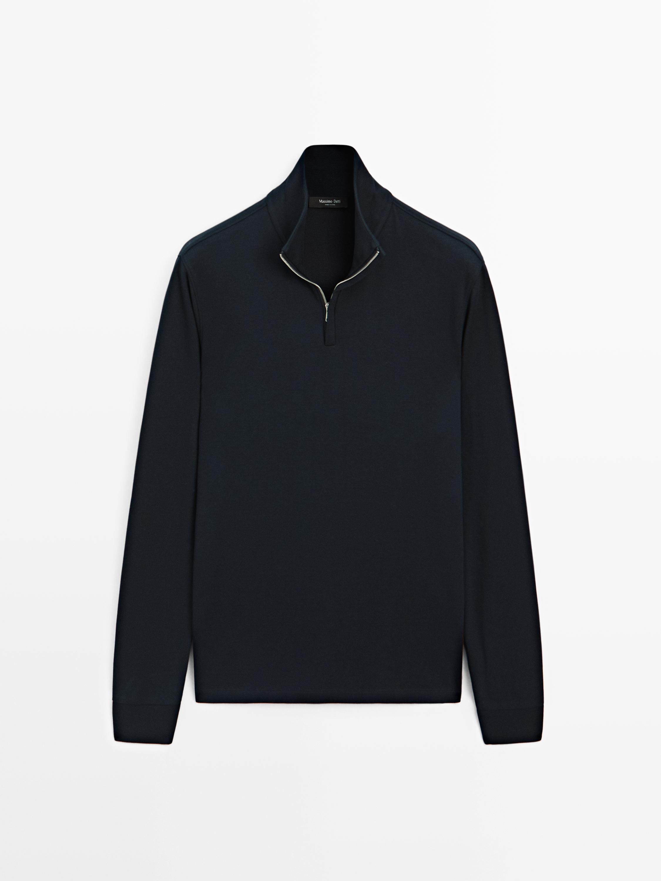 Zipped high neck polo shirt | Massimo Dutti US