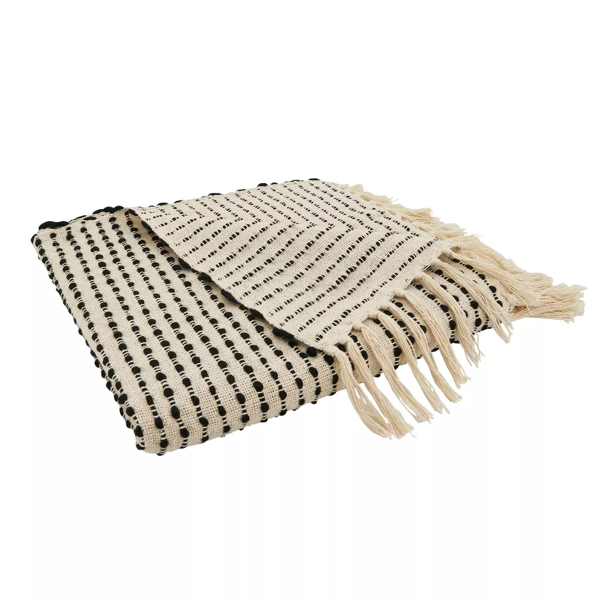 50"x60" Woven Warmth Textured Striped with Fringe Throw Blanket - Saro Lifestyle | Target