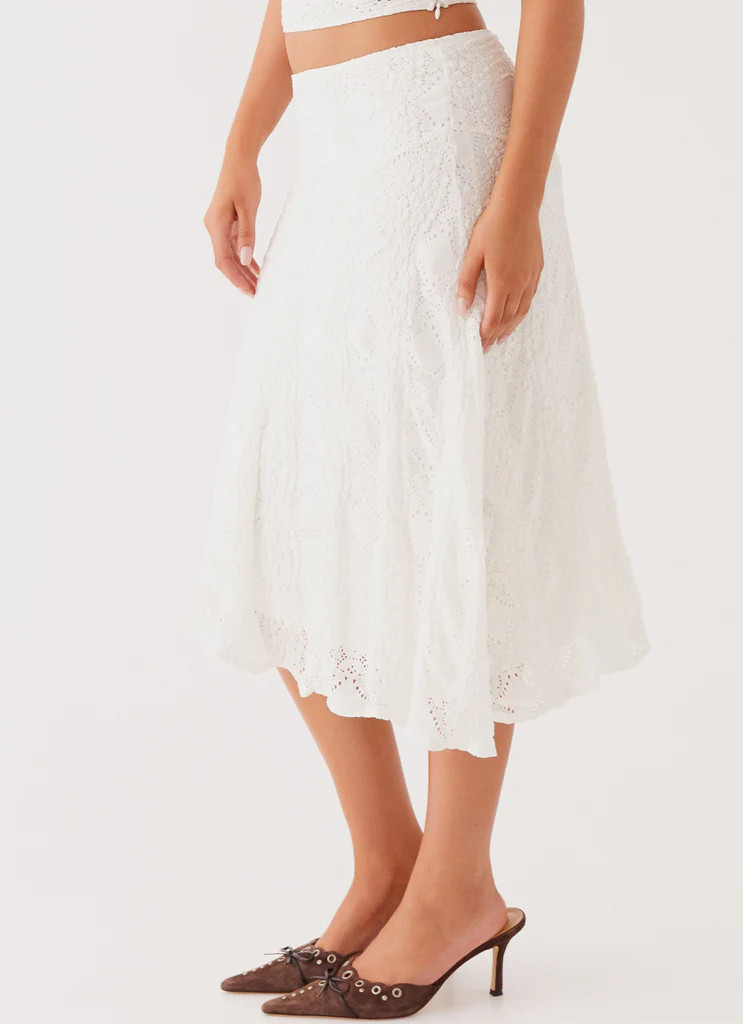Diamond Sky Midi Skirt - White | Peppermayo (Global)