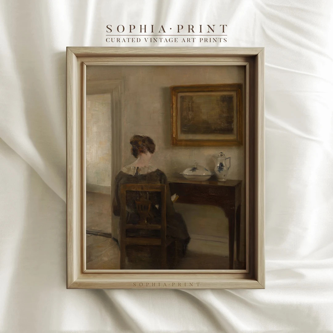 Woman Reading Book Art Print, Woman Portrait Painting Print, Vintage Wall Art, Shipped Art Prints... | Etsy (US)