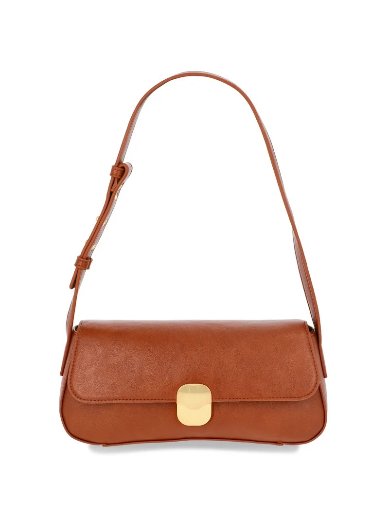 Time and Tru Women's Goldie Shoulder Bag, Brown Oak | Walmart (US)