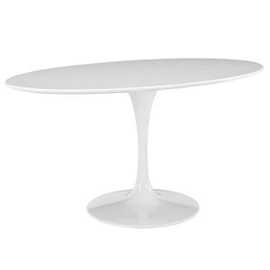 Modway Lippa 60" Oval Dining Table in White | Cymax